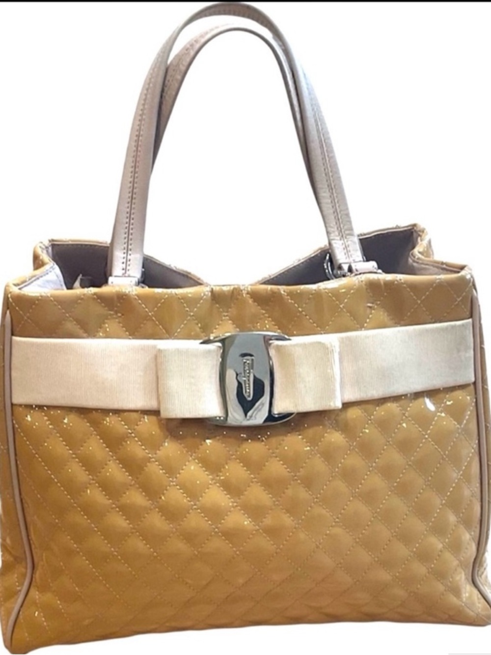 Salvatore Ferragamo Vara Quilted Patent Leather Tote